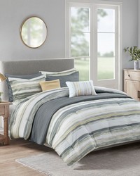 Marina Yellow 8 Piece Printed Seersucker Comforter and Quilt Set Collection King by   