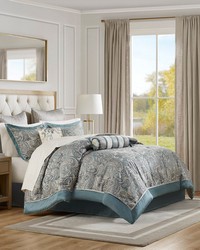 Aubrey Teal 12 Piece Comforter Set with Cotton Bed Sheets Queen by   