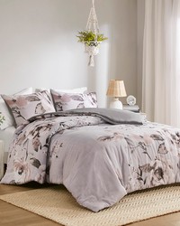 Neko Lilac 3 Piece Floral Printed Comforter Set Queen by   