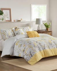 Prairie Yellow 5 Piece Seersucker Comforter Set with Throw Pillows Queen by   