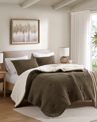 Riordan Brown Waffle Knit Chenille Comforter Set King by   