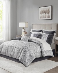 Emilia Silver 12 Piece Jacquard Comforter Set with Bed Sheets King by   