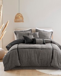 Dallas Grey 7 Piece Micro Corduroy Comforter Set King by   