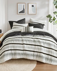 Carolina Black 7 Piece Stripe Comforter and Quilt Set King by   