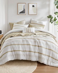 Carolina Taupe 7 Piece Stripe Comforter and Quilt Set King by   