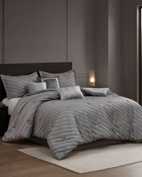 Riva Grey 7 Piece Comforter Set King by   