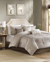 Trinity Taupe 7 Piece Polyester Charmeuse Comforter Set King by   