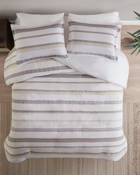 Langley 3 Piece Clipped Jacquard  Duvet Cover Set Neutral King by   