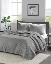 Keaton Grey 3 Piece Quilt Set Queen by   