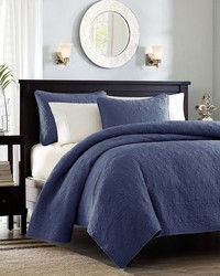 Quebec Navy 3 Piece Reversible Quilt Set Queen by   