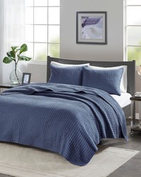 Keaton Navy 3 Piece Quilt Set Queen by   