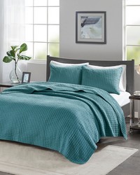 Keaton Teal 3 Piece Quilt Set Queen by   