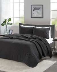 Keaton Black 3 Piece Quilt Set Queen by   