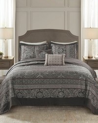 Bellagio Grey 5 Piece Reversible Jacquard Bedspread Set King by   