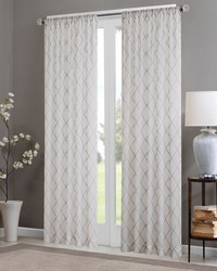 Irina White/Grey Diamond Sheer Window Curtain Panel by   