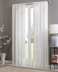 Irina White Diamond Sheer Window Curtain Panel by   