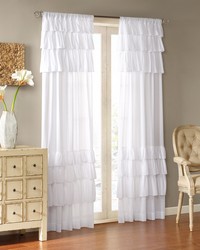 Anna White Cotton Oversized Ruffle Curtain Panel by   