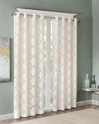 Eden Ivory Fretwork Burnout Sheer Curtain Panel by   