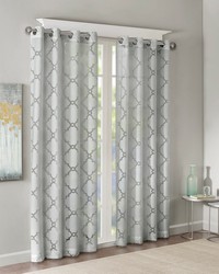 Eden Grey Fretwork Burnout Sheer Curtain Panel by   