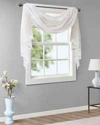 Irina White Diamond Sheer Embroidered Window Scarf by   