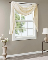 Irina Ivory Diamond Sheer Embroidered Window Scarf by   