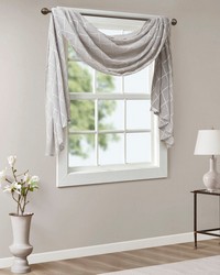 Irina Grey Diamond Sheer Embroidered Window Scarf by   