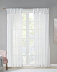 Ceres White Twist Tab Voile Sheer Window Pair by   