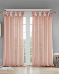 Rosette Blush Floral Embellished Cuff Tab Top Solid Curtain Panel by   