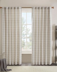 Anaheim Natural Plaid Rod Pocket and Back Tab Curtain Panel with Fleece Lining by   