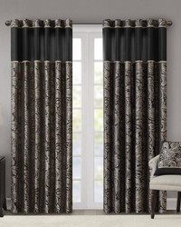 Aubrey Black Jacquard Curtain Panel Pair by   