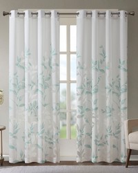 Cecily Aqua Burnout Printed Curtain Panel by   