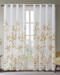Cecily Yellow Burnout Printed Curtain Panel by   
