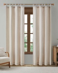 Beals Natural Faux Linen Tab Top Fleece Lined Curtain Panel by   