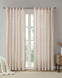 Beals Natural Faux Linen Rod Pocket and Back Tab Fleece Lined Curtain Panel by   