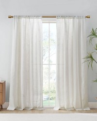 Kyler White Linen Blend Light Filtering Curtain Panel Pair by   
