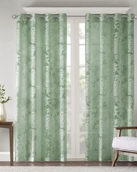 Leilani Sage Green Palm Leaf Burnout Window Sheer by   