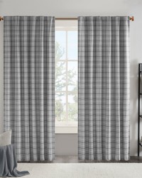 Anaheim Grey Plaid Rod Pocket and Back Tab Curtain Panel with Fleece Lining by   