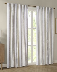 Samara White/Brown Poly Printed Curtain Panel with Tufted Stripe and Lining by   