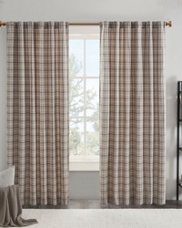 Anaheim Brown Plaid Rod Pocket and Back Tab Curtain Panel with Fleece Lining by   