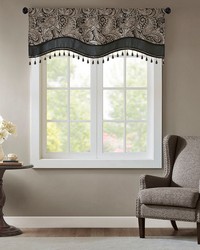 Aubrey Jacquard Window Rod Pocket Valance With Beads 50x18