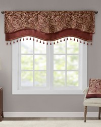 Aubrey Jacquard Window Rod Pocket Valance With Beads 50x18