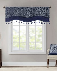 Aubrey Jacquard Window Rod Pocket Valance With Beads 50x18