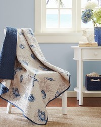 Bayside Blue Oversized Printed Microfiber Quilted Throw by   