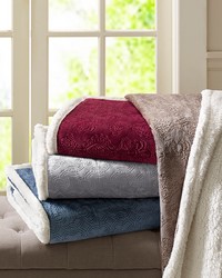Elma Burgundy Oversized Textured Plush Throw by   