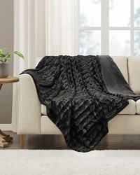 Duke Black Long Fur Throw by   