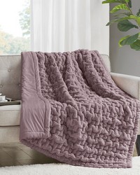 Ruched Fur Lavender Gray Throw by   