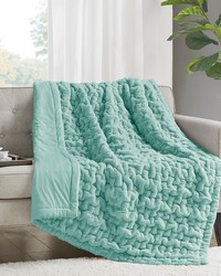 Ruched Fur Aqua Throw by   