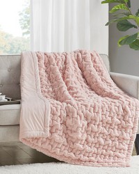 Ruched Fur Blush Throw by   