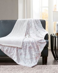 Sachi Blush Oversized Faux Fur Throw by   