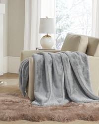 Bristol Grey Solid Premium Faux Fur Throw by   